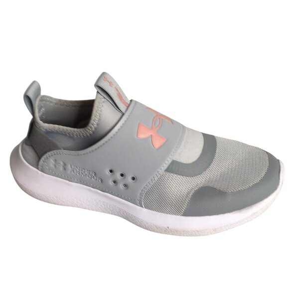 Under Armour Shoes Womens Size 8.5 Gray Pink Slip On Strap Sneakers 3024871-107 - Picture 5 of 11